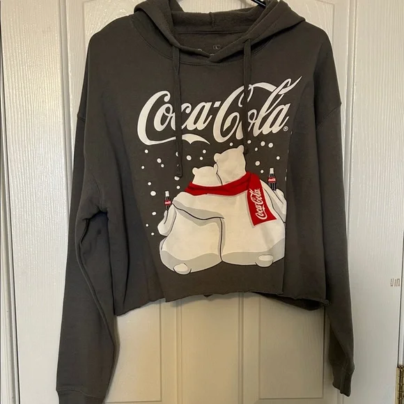 Hot Topic Coca‑Cola Polar Bears Cropped Hoodie – Women’s Large, EUC - Picture 15 of 16